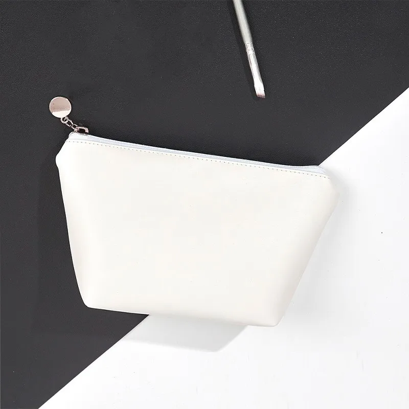 White PU Simple Lipstick Makeup Storage Bag Woman Key Jewelry Digital Organizer Portable Pouch Ladies Small Cosmetic Bags