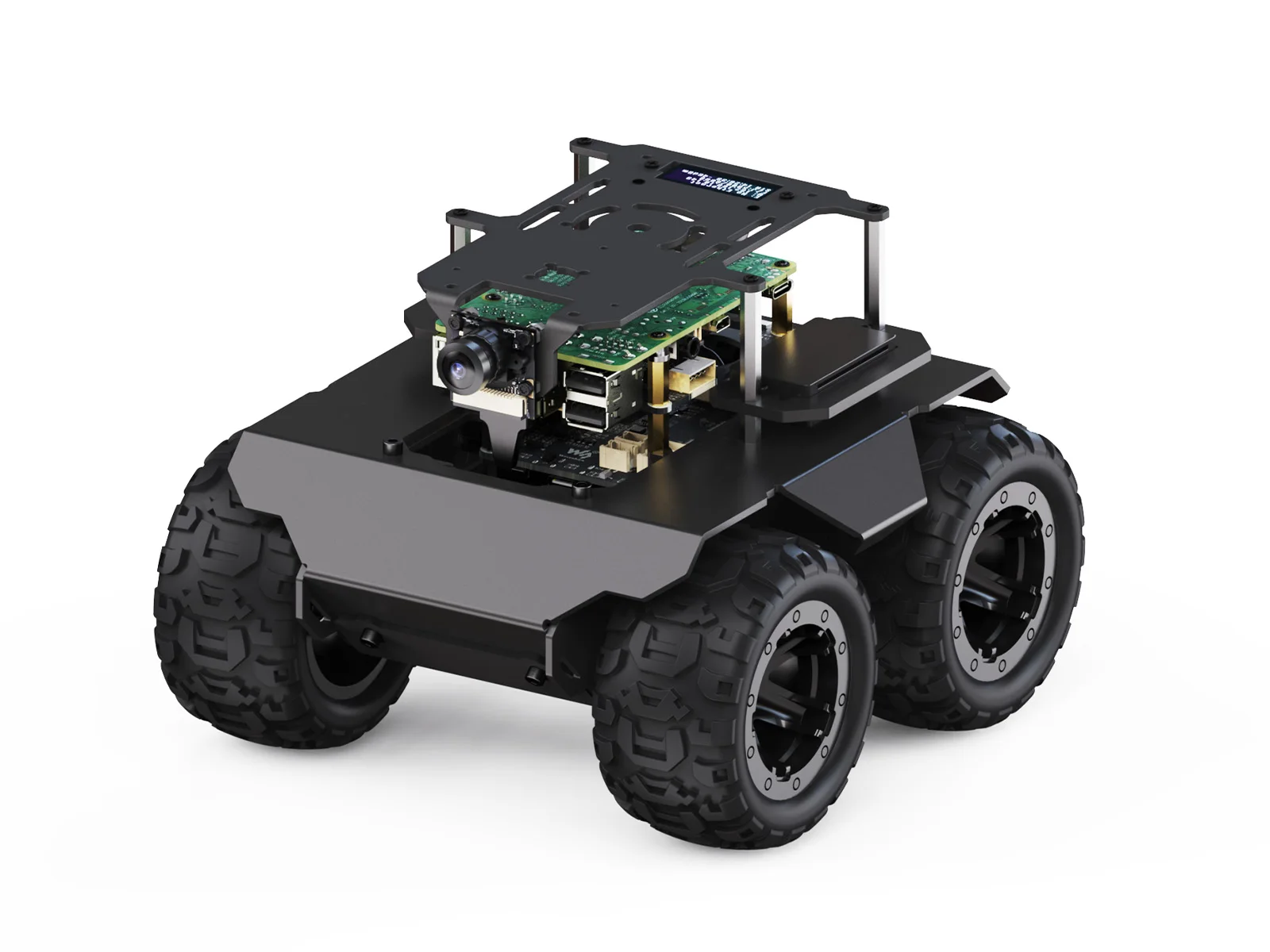 RaspRover Open-source 4WD AI Robot,Without Pan-Tilt Module,Dual controllers,All-metal Body, Computer Vision,For Raspberry RPi 4B