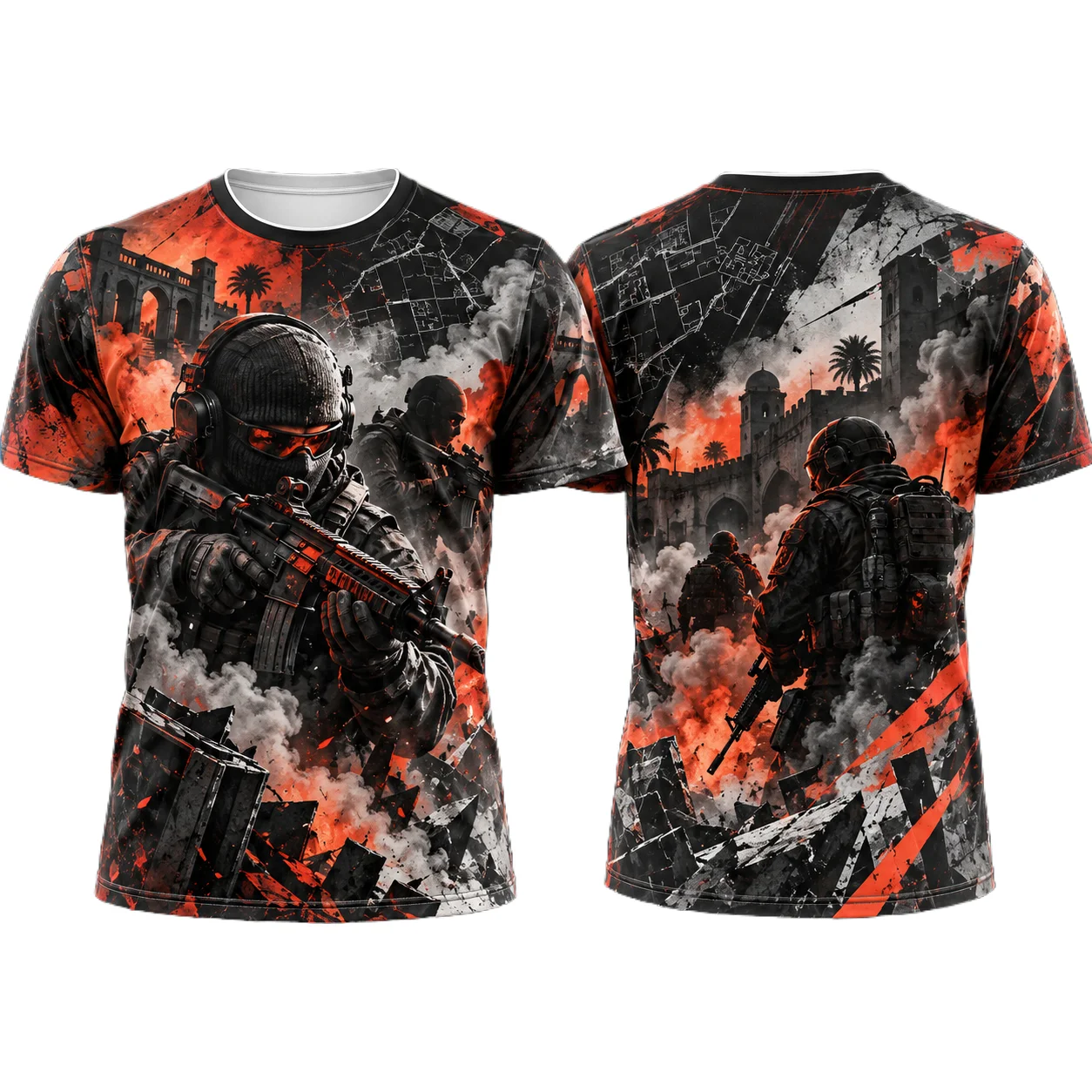 New Cos Shooting Game 2 Pattern 3D Printed Loose Short-sleeved Men's and Women's Comfortable Casual Round-neck Shirt