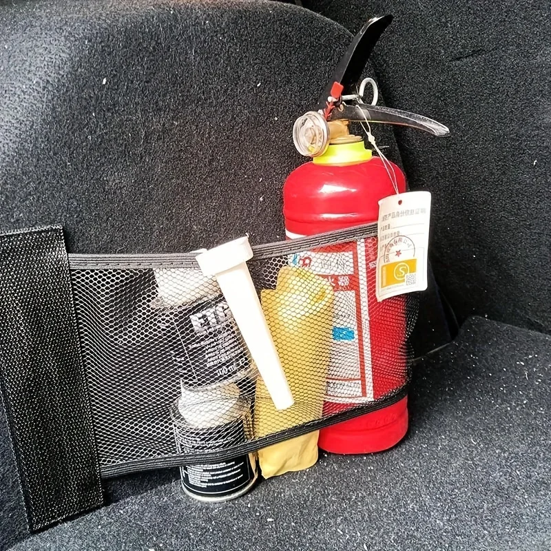 Universal Double Mesh Car Trunk Storage Net Heavy Duty Built In Storage Bag Fixed Cargo Organizer For Auto Trunk
