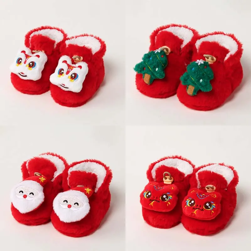 

New autumn winter thick New Year Christmas cartoon baby walking shoes