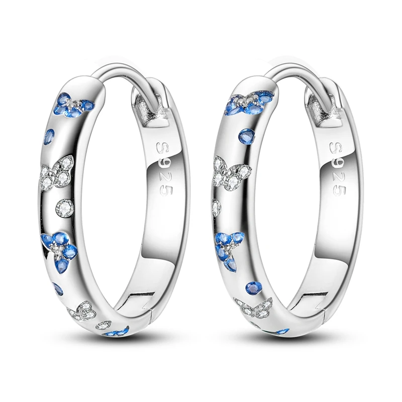Schmetterlings-Ohrringe aus 925er-Sterlingsilber für Damen, funkelnder Zirkonium-Creolen für Jahrestag, Hochzeit, Schmuck, Geschenke