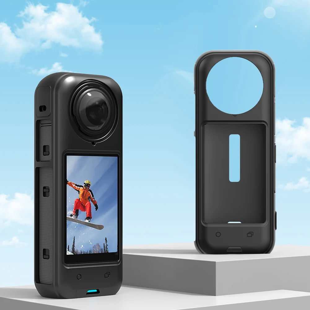 Силиконовый защитный чехол для камеры Insta360 X4, полная защита, защита от ударов, защита от царапин, черная крышка объектива