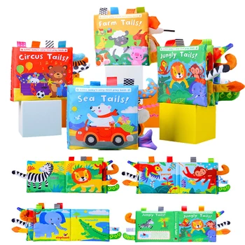 New 3D Visual Tail Cloth Book Baby Tear Resistant Biteable Cognitive Tool Interactive Parent-Child Fun Toddlers Enlighten Toys 1