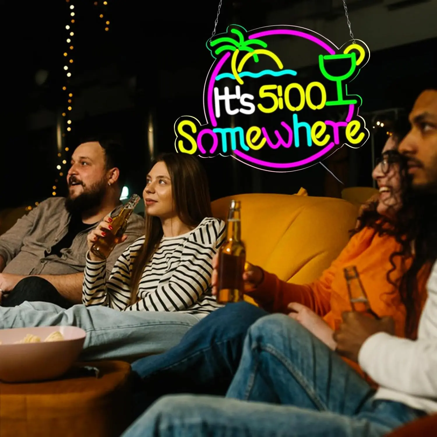 21.6 "x 16.2" حجم كبير It'5:00 في مكان ما النيون الفن الجدار الخفيفة لشريط نادي ويندوز فندق حانة مقهى حفل زفاف ديكور هدية