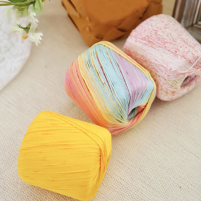 3# Fine Cotton Lace Thread Sectional Dyed Rainbow Crochet Yarn Diy For Knitting Doll Flower Handcraft Wool Yarn Weaving Coaster