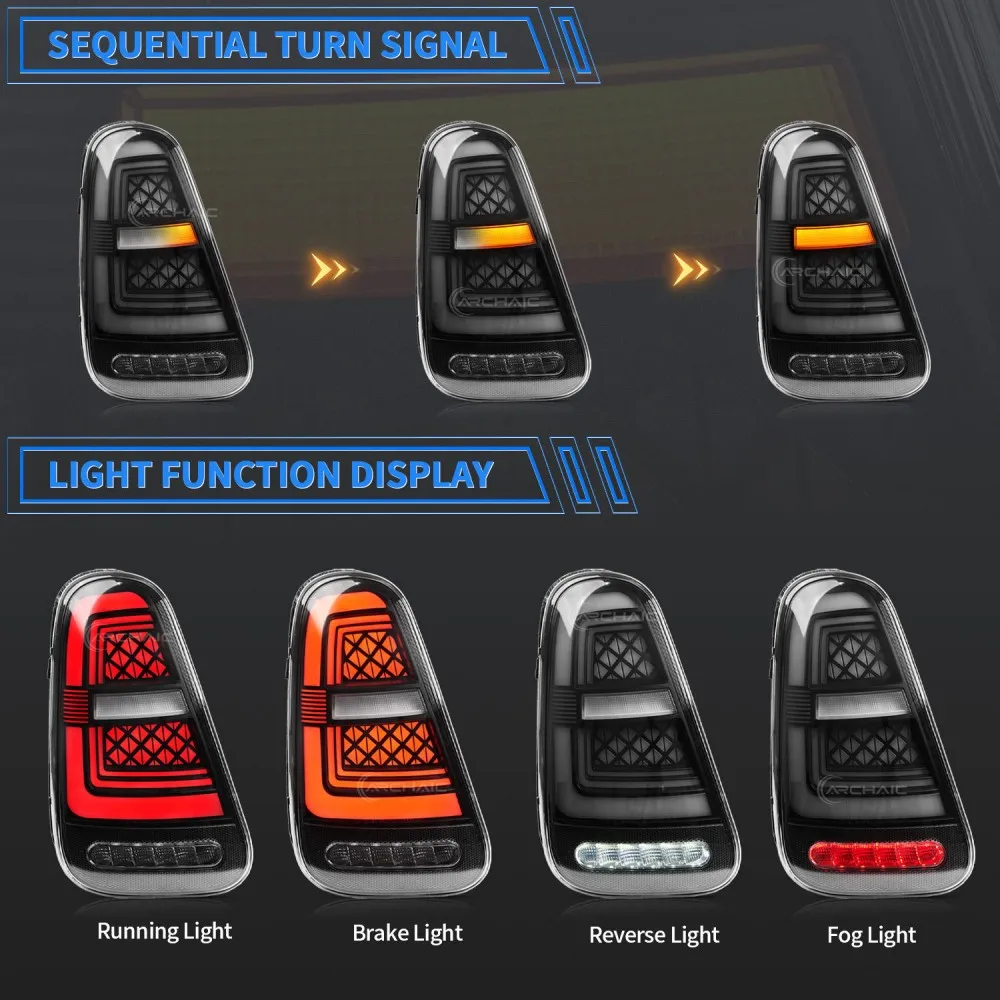LED Tail Lights for BMW Mini Cooper R50 R52 R53 2002 - 2008 Startup Animation Sequential Turn Signal