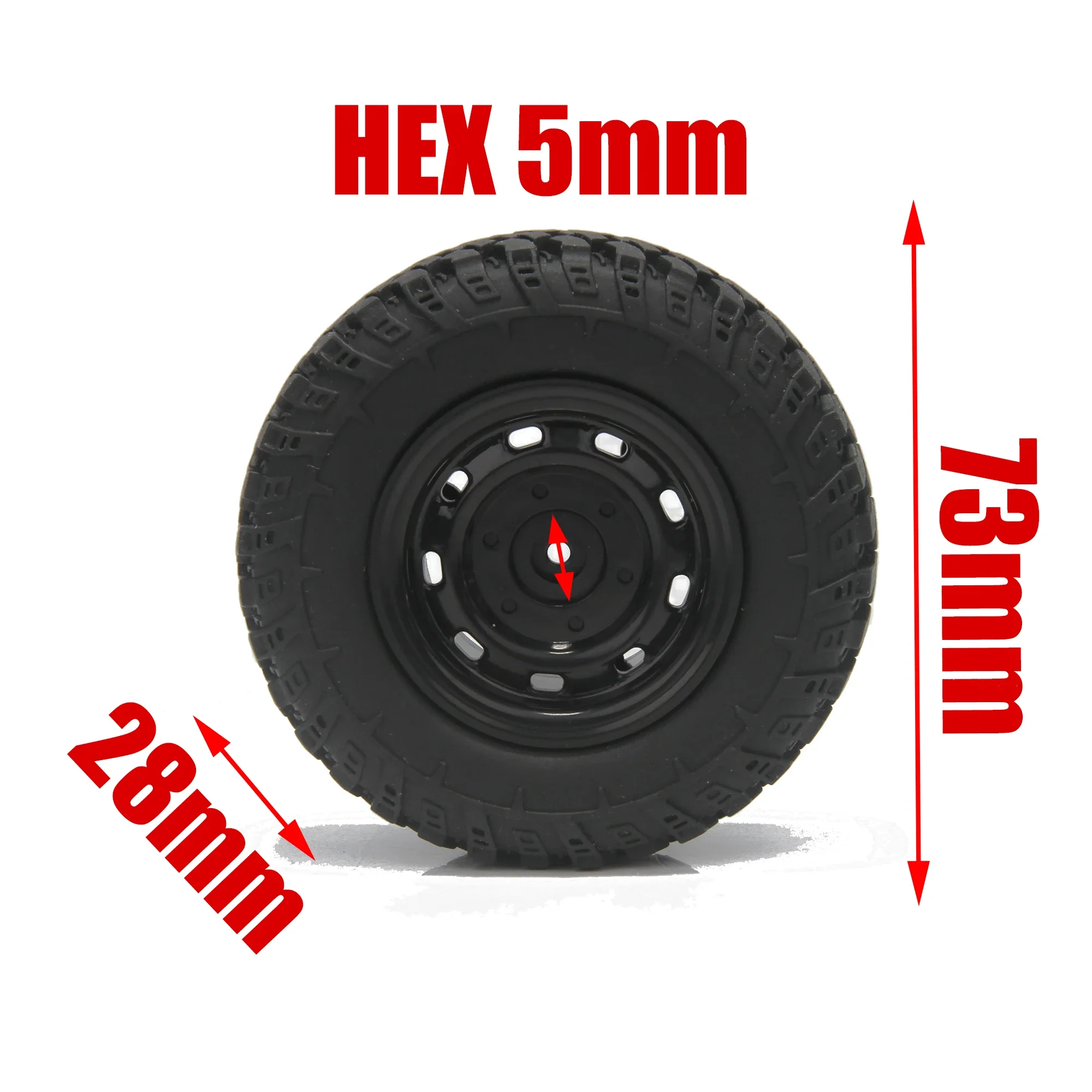 4PCS NEEBRC 73mm Rubber Tires 5mm Hex Wheels Type for 1/12 1/14 RC Off-road Car Truck MN98 MN82 WPL C24-1 B36 D12 C64 D74-1 Part