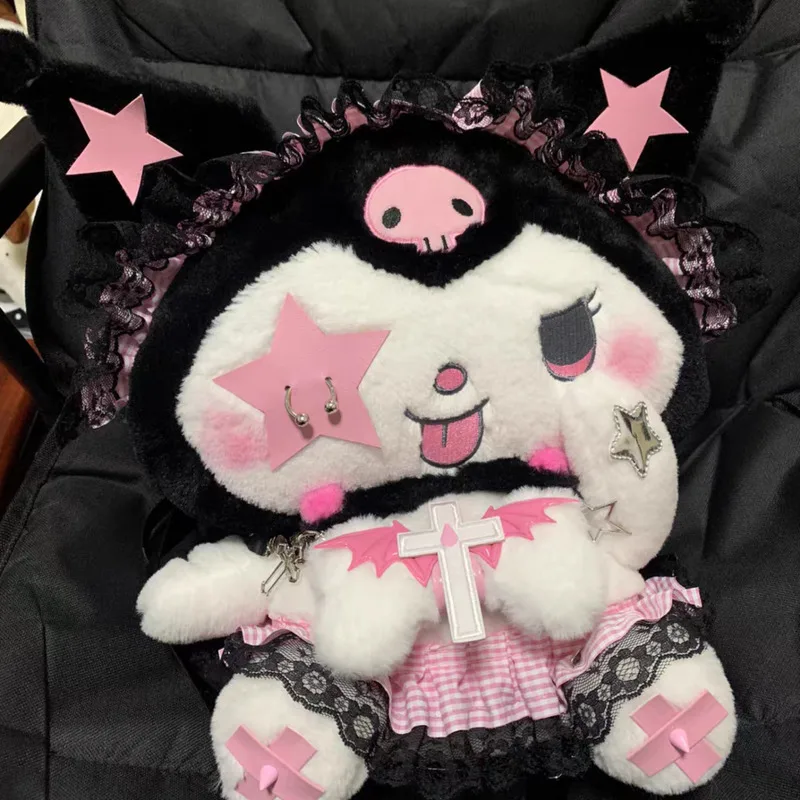 Kuromi Lolita Cute Dark Subculture Plush Backpack Y2k Sweet Cool Spicy Girl Mini Doll Bag Gothic Aesthetic Kawaii Trend Backpack