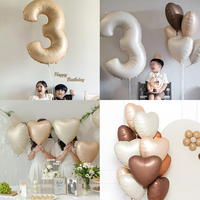 1 set 32/40inch Buttery Digital Large Caramel 0-9 Digital Aluminum Foil Balloon Happy Birthday Party Wedding Decoration Balloon