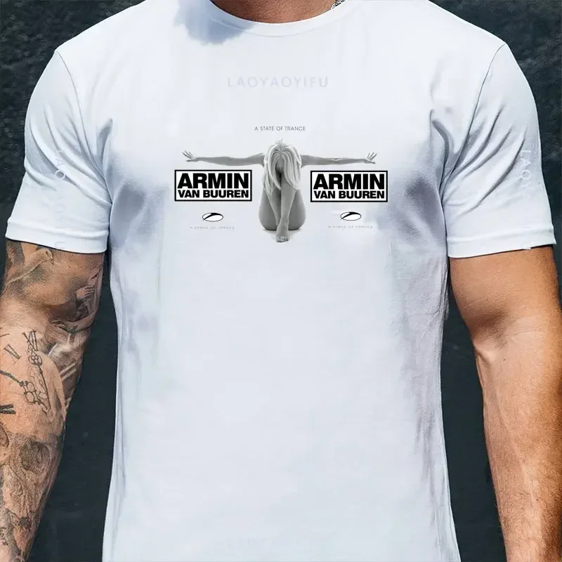 Fashion ARMIN VAN Dj Hip Hop Streetwear Tshirt ARMIN VAN BUUREN BLAH T-Shirt Men Casual Trance Music Fans T Shirt Unisex Tops