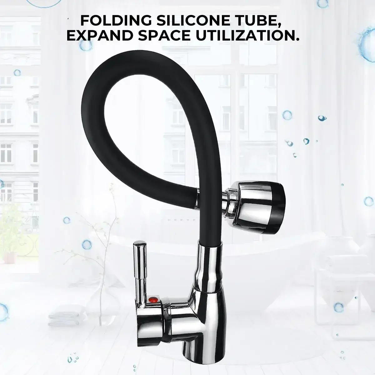

360 Rotate Single Handle Kitchen Sink Faucet Black Chrome Hot Cold Mixer Tap Deck Mounted Water Tap Torneira