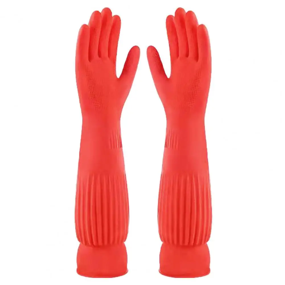 Leakproof 1 Pair Soft Reusable Cleaning Gloves Thicken Dishwashing Gloves Extended Sleeve   for Garden Cleaning