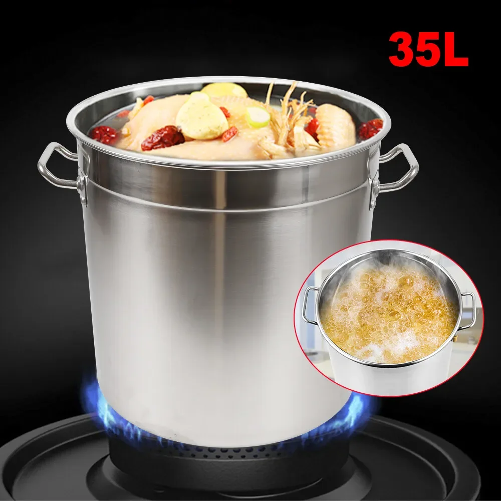 

35L (9.25 Gal) Stainless Steel Stock Pot - Commercial Grade Heavy Duty Soup Pot for Restaurant Kitchen Cooking