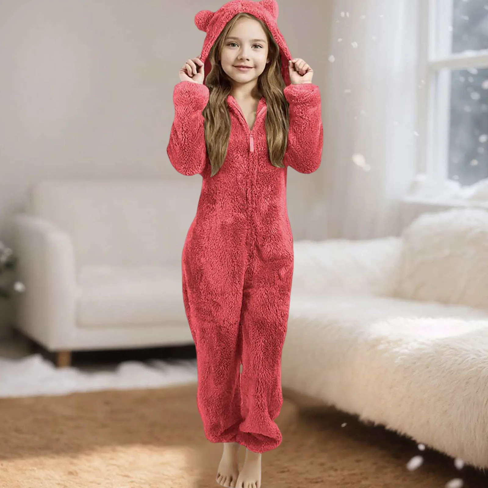 الشتاء رومبير الفتيات الصوف الدافئة الصوف السرير بذلة الاطفال لطيف الشتاء عادي زمم طويلة الأكمام لينة مقنعين بانت السروال القصير للمراهقين