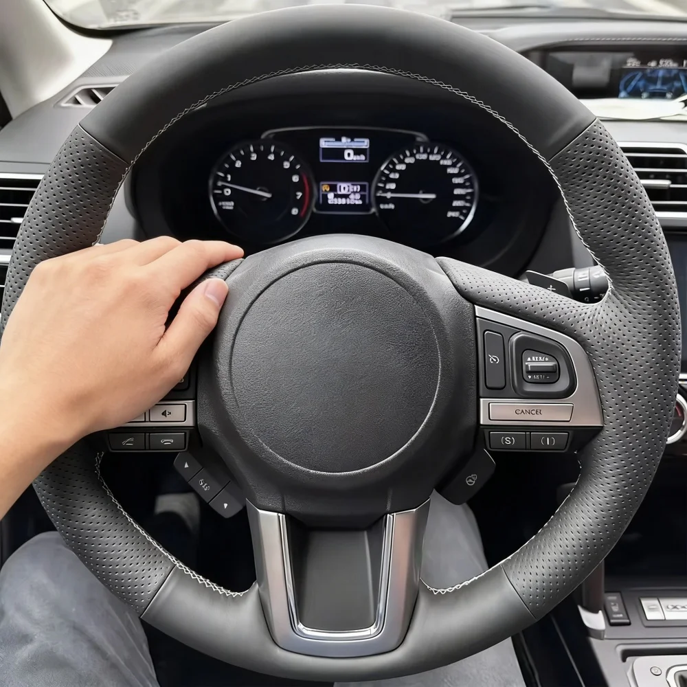 

Hand Stitched Perforated Non-slip Microfiber Leather Outback XV Forester 2015 2016 Steering Wheel Cover For Subaru Legacy
