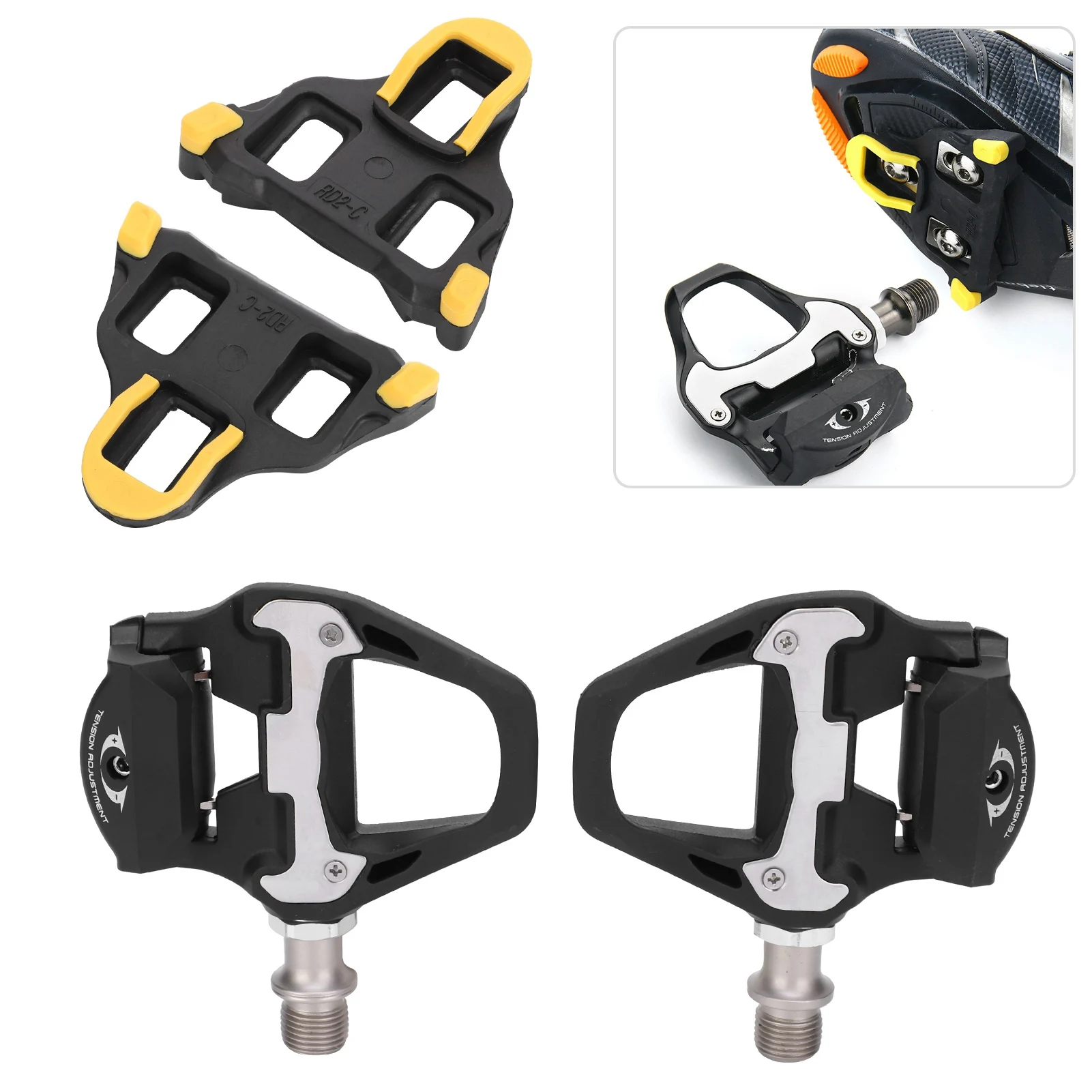 

Road Bike Pedals SPD‑SL Cycling Road Bike Self‑Locking Pedals with Cleats Bicycle Pedals Repair Replacement Bike Pedals