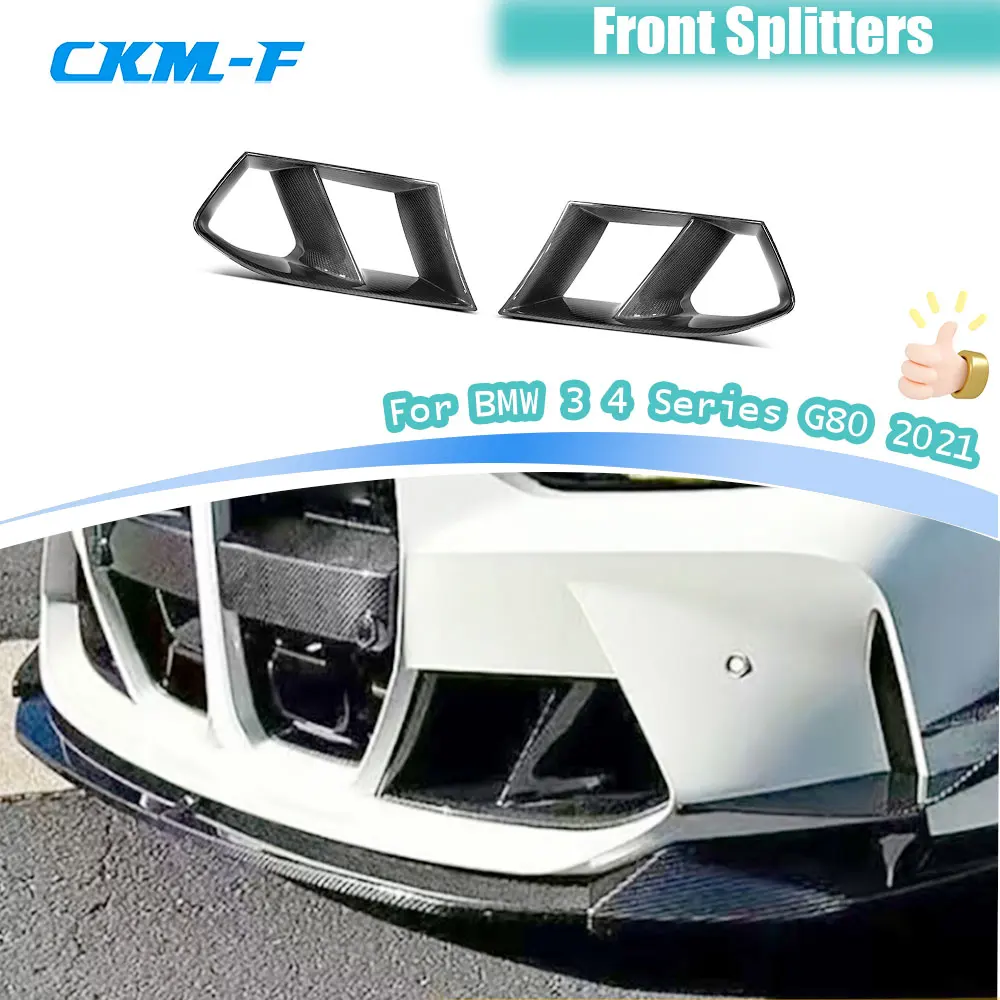 

Dry Carbon Fiber Front Bumper Air Vent Cover Trim for BMW 3 4 Series G80 G82 G83 M3 M4 2021 UP MP Style 2PCS Fog Lamp Cover Mesh