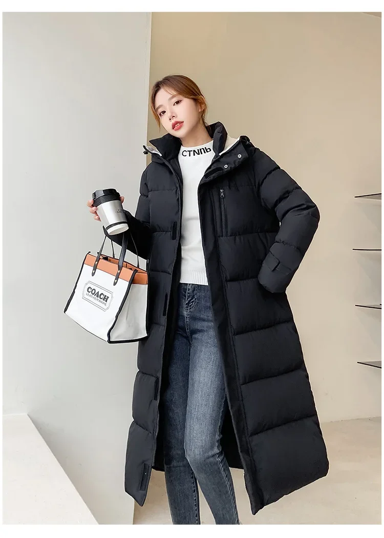 Women Parkas Coats Hooded Jackets Solid Pocket Zipper Long Sleeves Thick Slim Fit Wide Waist Elegant Casual  Autumn Winter