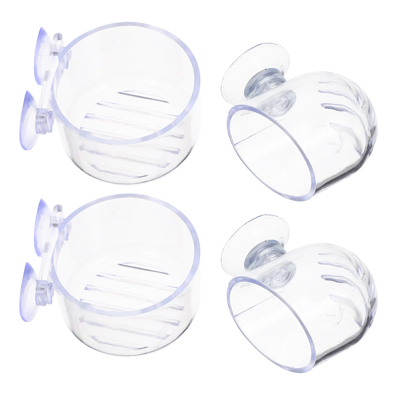 

4Pcs Red Worm Feeder Cup Bloodworm Aquarium Plant Holder Suction Cups Durable Acrylic Fish Tank Supplies Compact Size