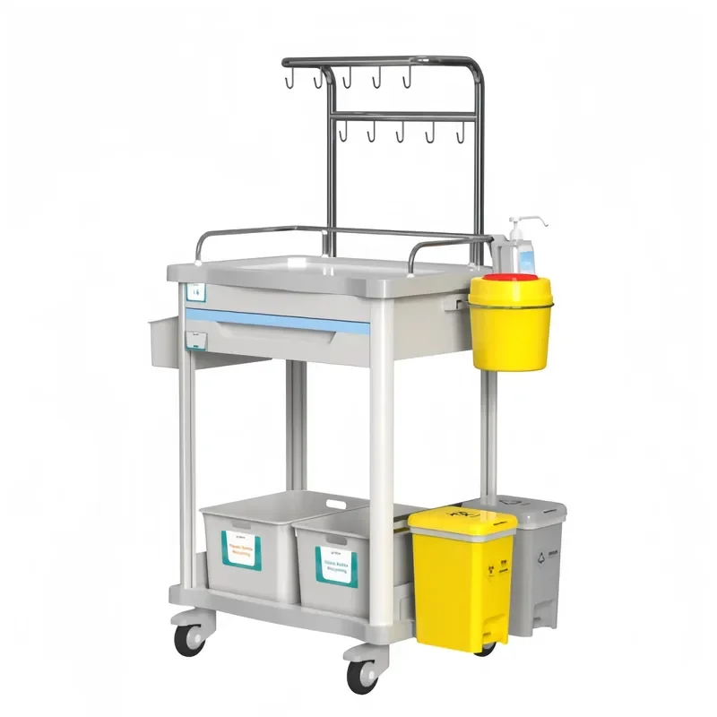 Modern Medical Trolley with Drawers Multifunctional Infusion Cart 5 Hooks Therapeutic Nursing Stand Hospital Equipment for
