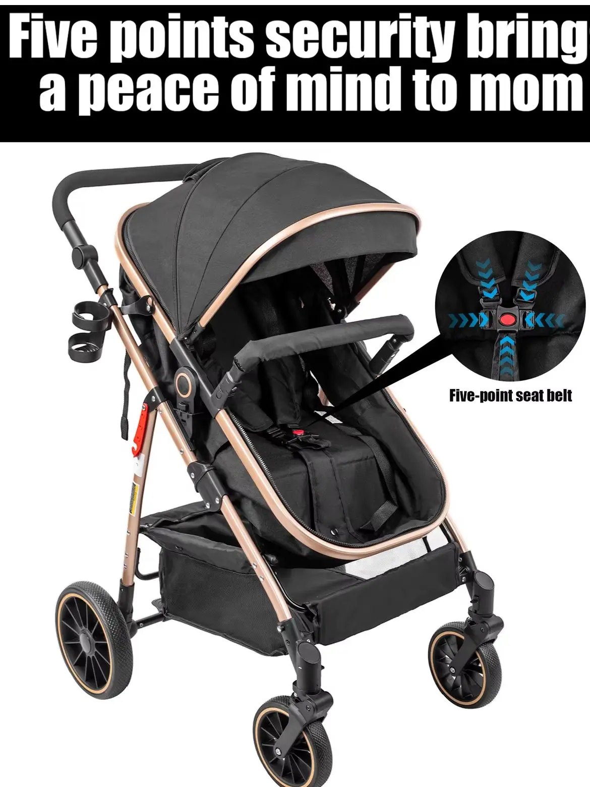 Leichter 3-in-1-Kinderwagen, faltbarer Kombi-Kinderwagen, High-Landscape-Reisesystem mit Autositz, tragbarer, bidirektionaler Kinderwagen, schnell mit einer Hand faltbar, kompakter Kleinkind-Buggy,