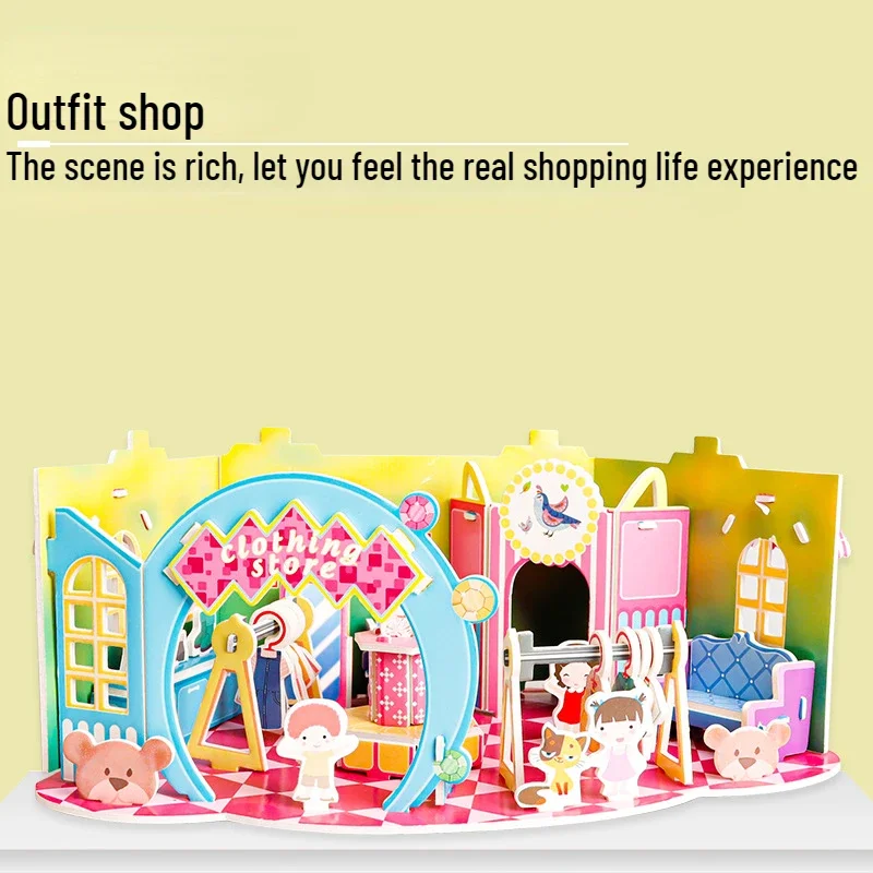 Children\'s Puzzle 3D Paper Model Assembling Educational Toys 5-7 Year Old Girls Handmade Cartoon House Puzzles for Kids