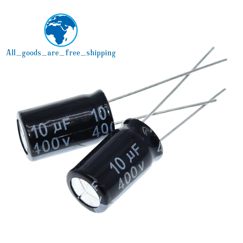 TZT 10PCS Higt quality 400V10UF 10*17mm 10UF 400V 10*17 Electrolytic capacitor