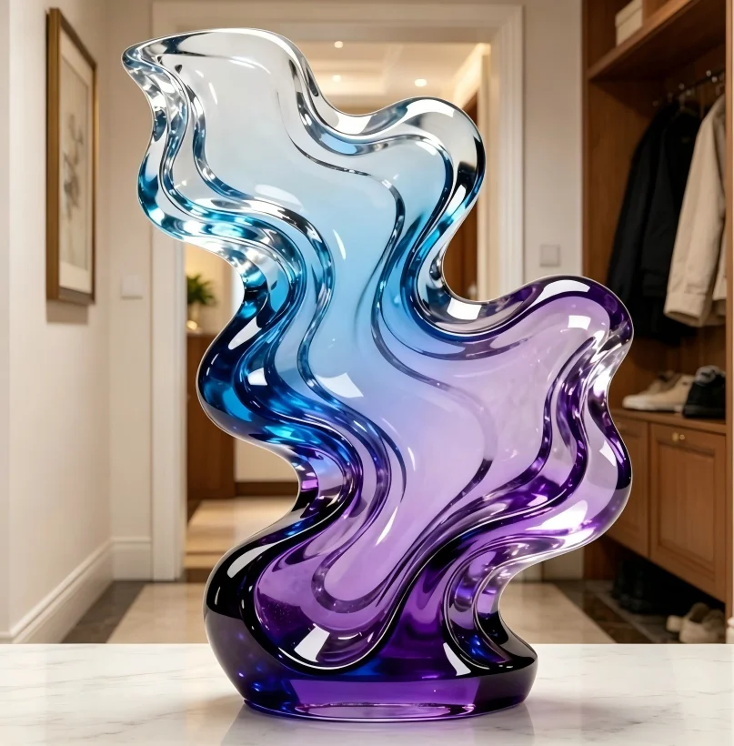 *&z  Large Artistic Eco-friendly Resin Sculpture Jumping Gold Fish Customizable Luxury Home Office Tabletop Collectible Animal~.