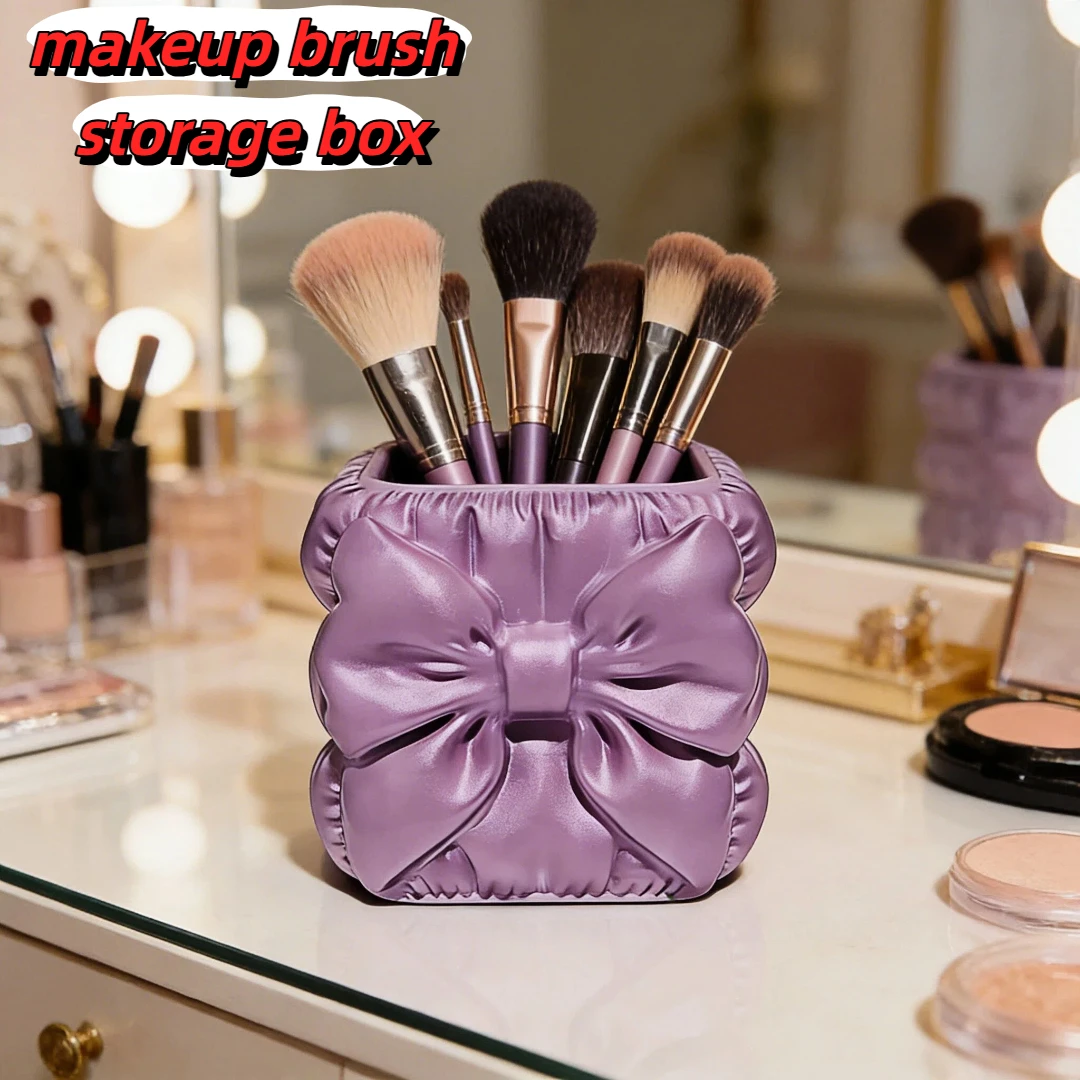Mother's Day Gift - Bow Makeup Brush Holder, Desktop Beauty Organizer, Vanity Organizer, 3D Bow Pen Holder, Multifunctional