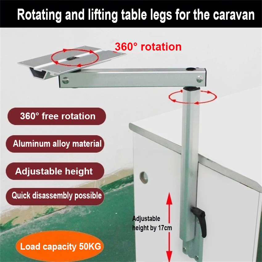 RV modification accessories RV rotating table legs lifting table aluminum alloy bracket yacht table legs detachable