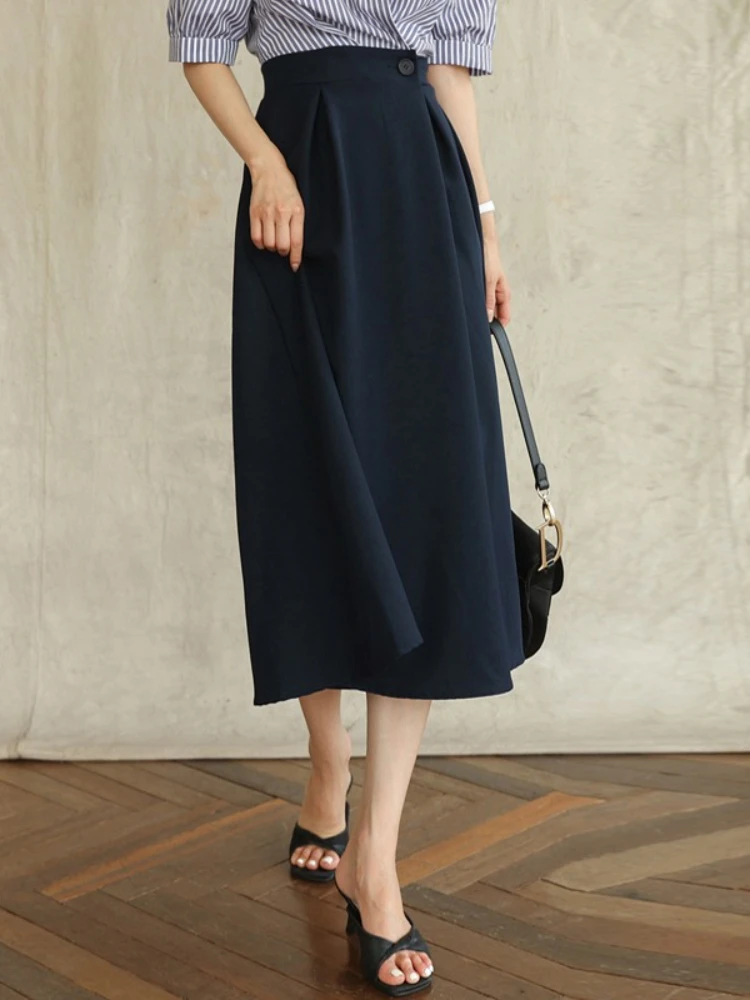 

Женская винтажная юбка миди 2026 года, летняя, с завышенной талией, приталенная, А-силуэт, элегантная офисная юбка