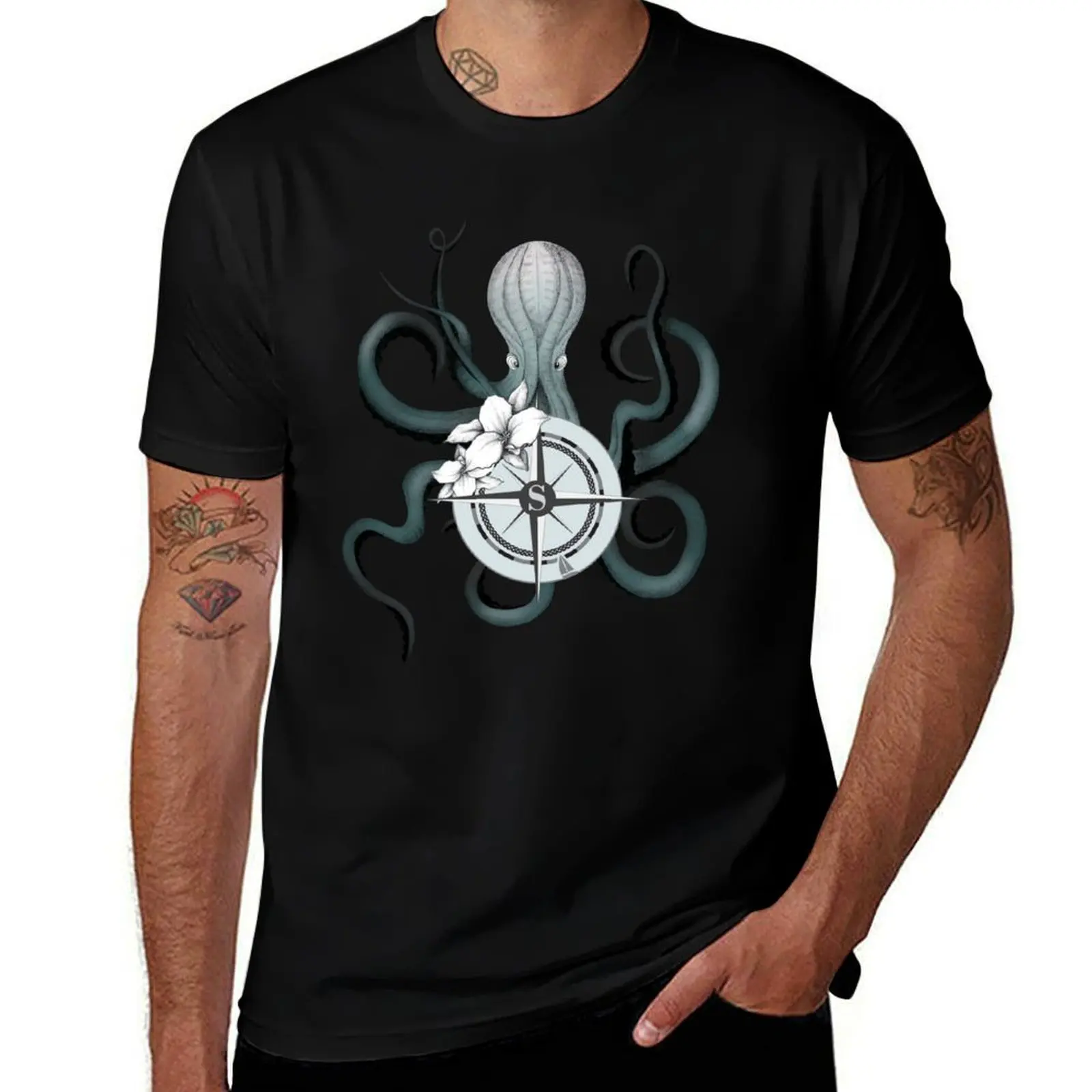Leef Nu And Octopus T-Shirt Cool Feeling Summer Tee Shirt-image