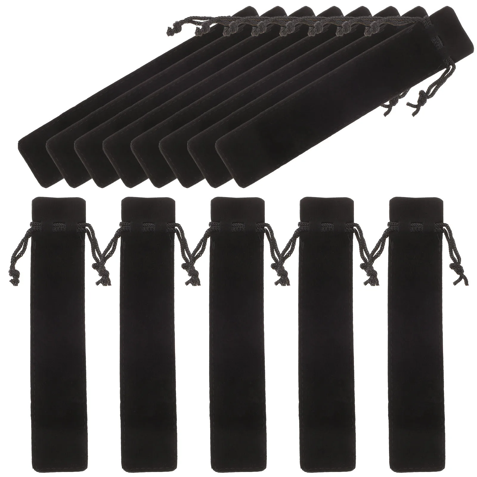 15Pcs Pen Storage Bag Smooth Drawstring Design Elegant Black Finish Protective Case for Gifting Writing Instruments