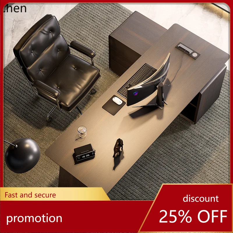

ZML Solid Wood Adult Home Modern High-end L-shaped Boss Computer Office Desk