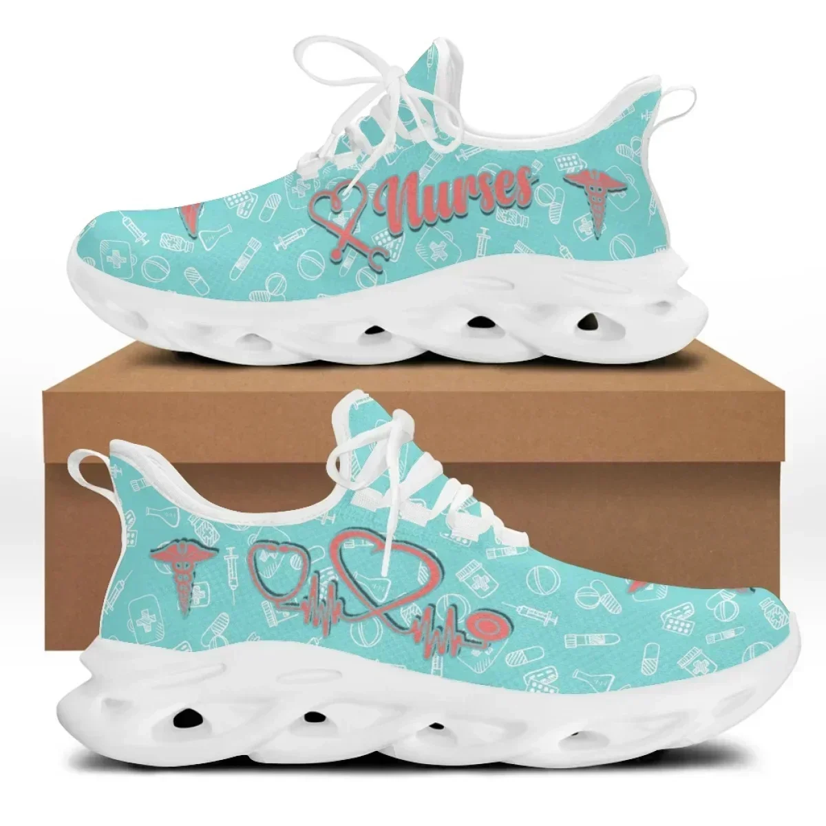 

Женские кроссовки для врачей и медсестер с принтом, легкие, сетчатые, повседневные, на толстой подошве, хит продаж