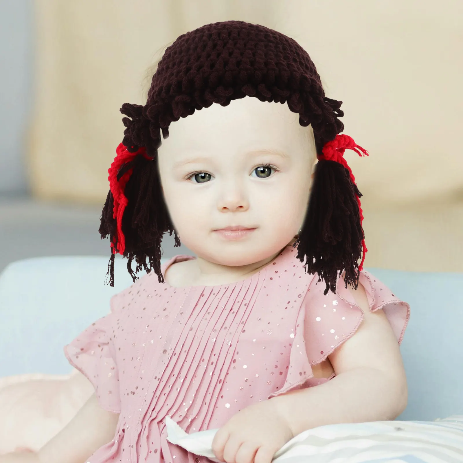 Baby Braid Infant Newborn Cozy Yarn Boy Girl Hat Winter Knitted Cap Soft Headwear Photoshoot Carnival Costume Photo