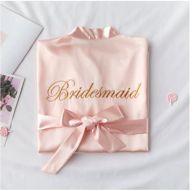 Bride To Be Team Bride Satin-Silk Robe pernikahan Bridesmaid jubah wanita Bridal Shower pesta hadiah dekorasi pernikahan