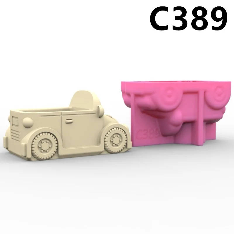 C389 Old Style Truck Vase Flower Pot Ashtray Pen Holder Silicone Mold Scented Mold For Gypsum and Concrete Stone Carving Art Or