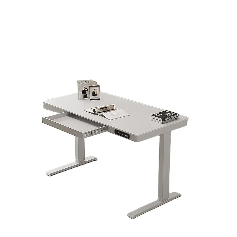

# Carbon Steel Legs Electric Height Adjustable Desk, No Shaking Standing Workstation With Hidden Drawer For Home Office