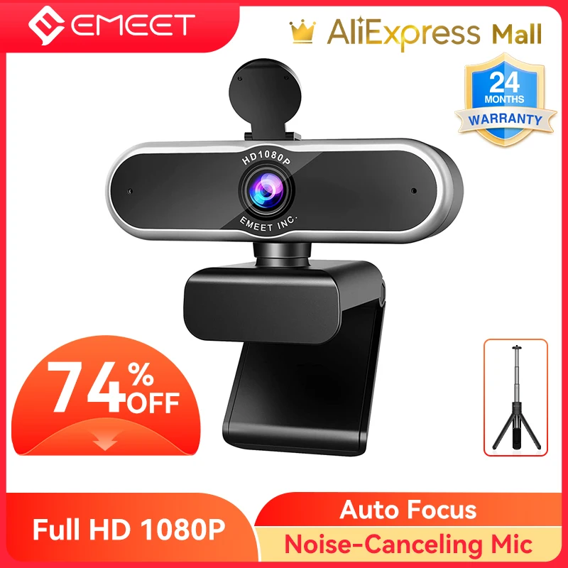 

1080P Webcam Full HD Autofocus Web Camera EMEET Streaming USB Camera with Microphone and Privacy Cover for ZOOM/Skype/Meeting