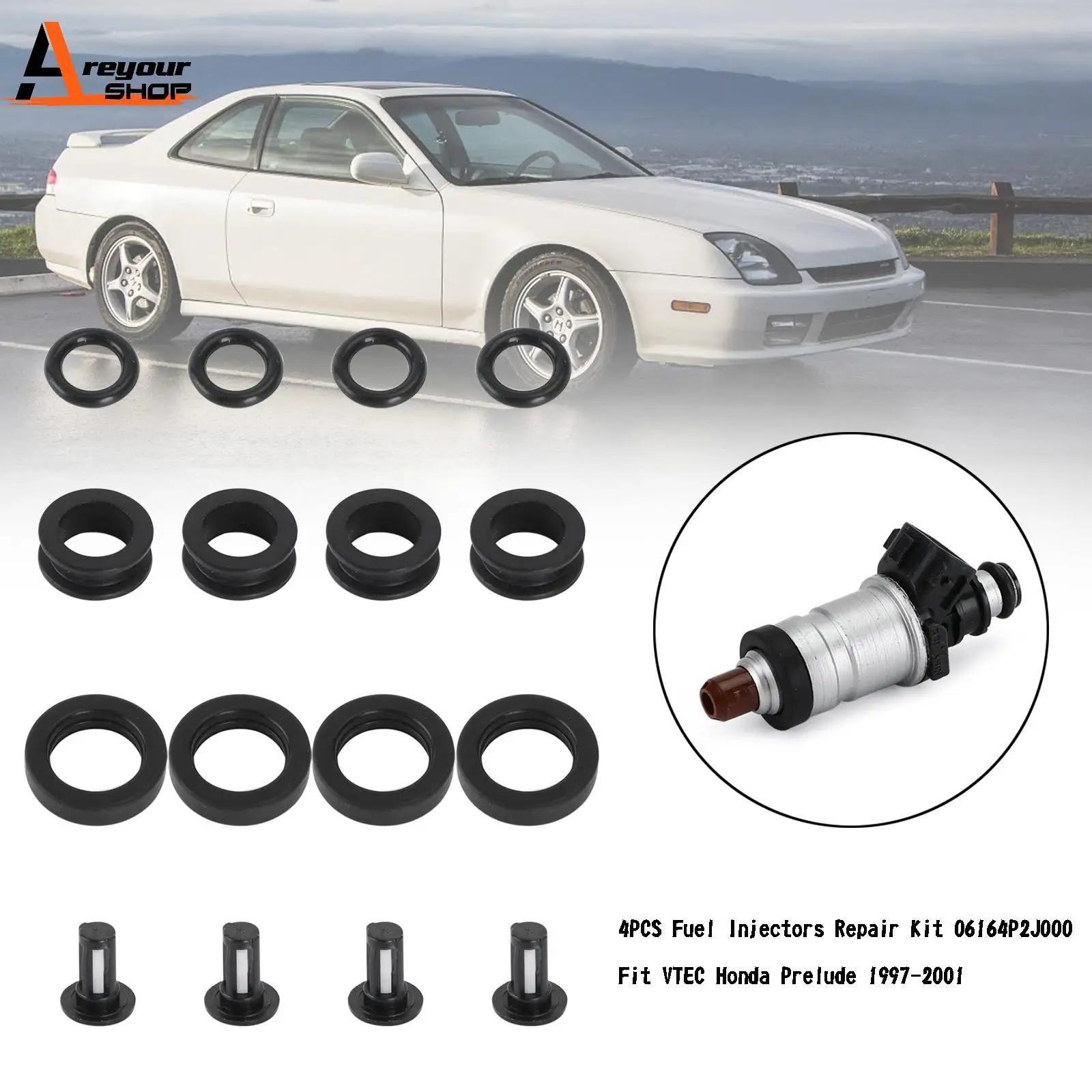 Areyourshop 4PCS Fuel Injectors Repair Kit 06164P2J000 Fit For VTEC Honda Prelude 1997-2001