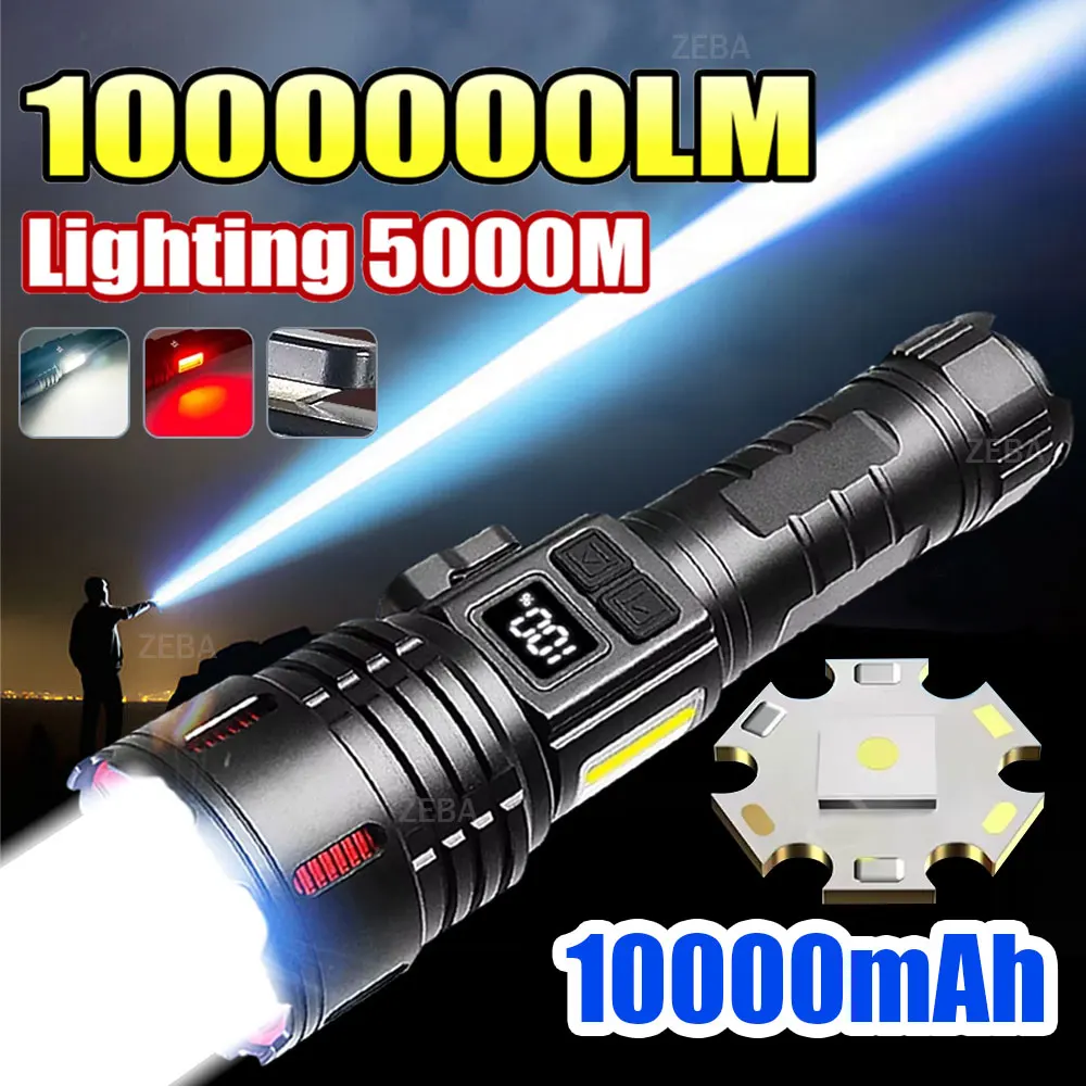 

2025 Most Powerful Flashlight Super Bright Rechargeable Led Torch 100000000LM Long RangeTactical Flashlights With Magnet Lantern