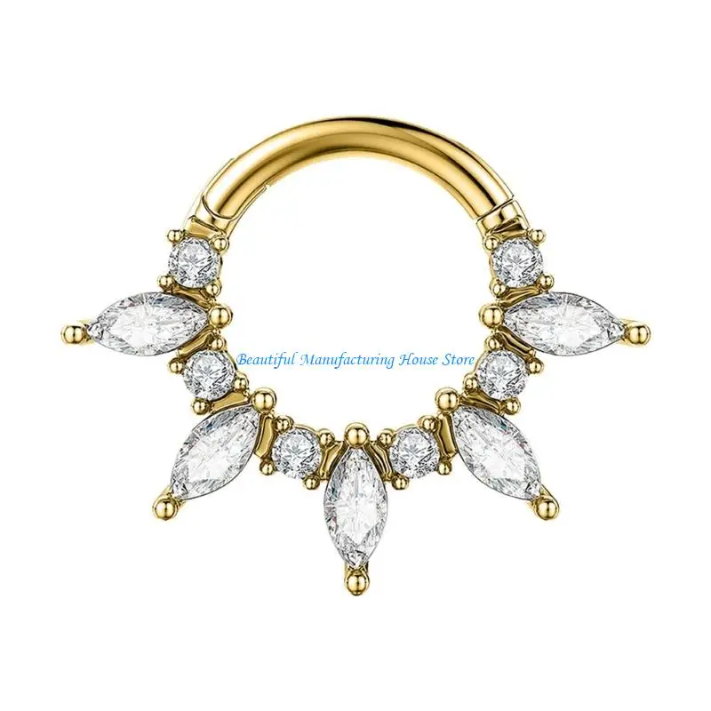 

E56A Crystal Nose Ear Cartilage Ring Stylish Septum Ring Stainless Steel Body Jewelry