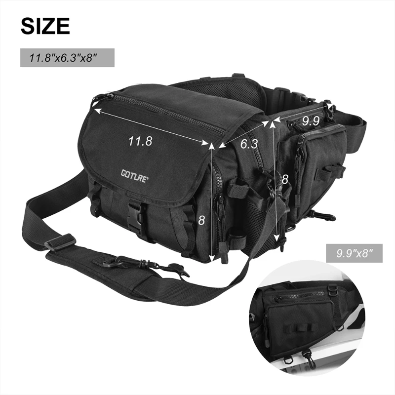 Gotur  Multifunctional Fishing Tackle Bags Single Shoulder Crossbody Bag Waist Pack Fish Lures Gear Utility Storage Fishing Bag