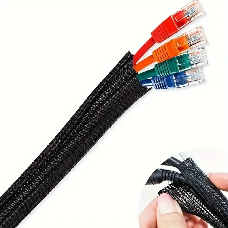 1 Meter Cable Sleeve Cable Organizer Desk PC TV Computer Wire Protector Cable Wrap Cover Cord Management for Home Office