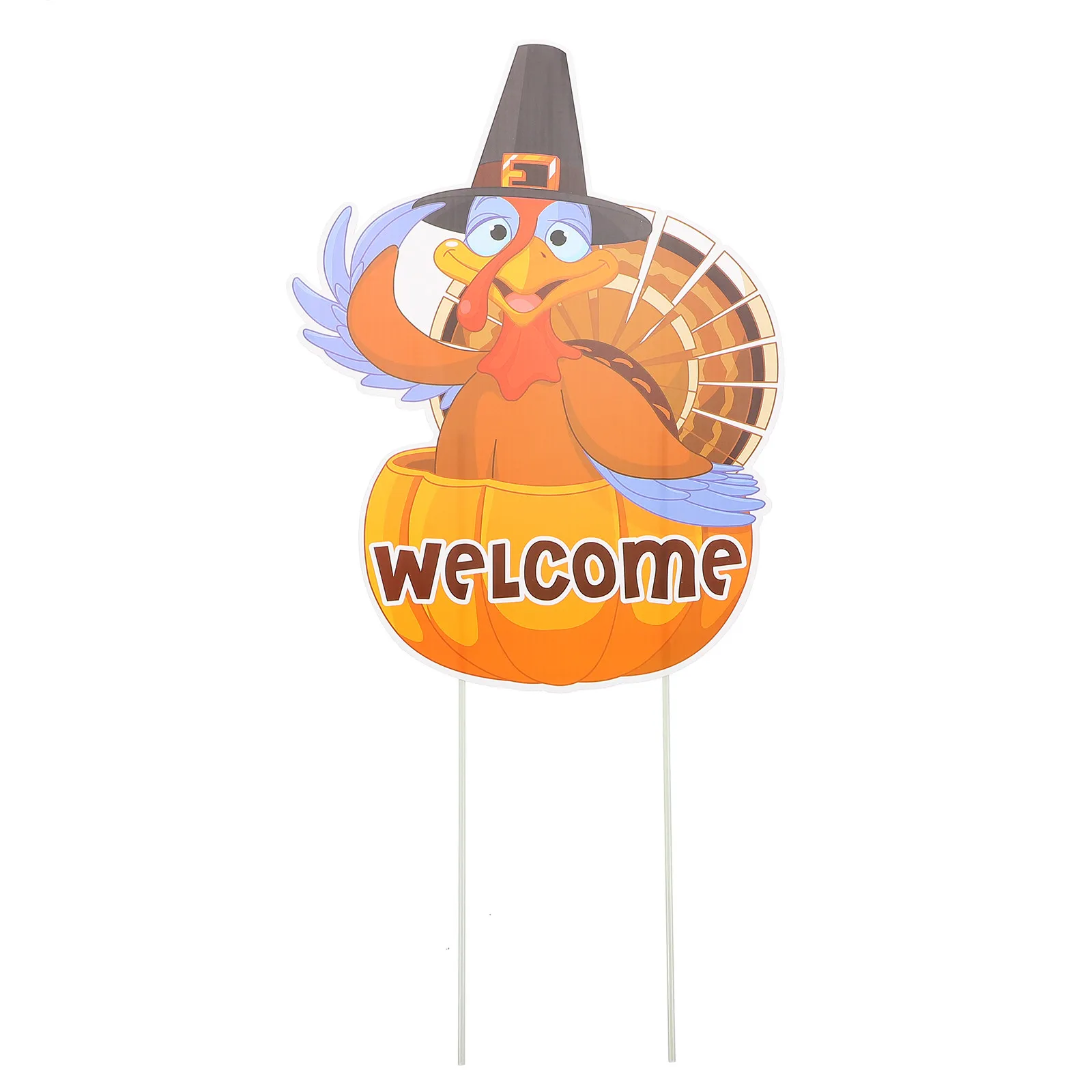 1Pcs Turkey Outdoor Insert Board Yard Sign Cartoon Thanksgiving Lawn Stakes Garden Party Decoration Lovely Yard Sign