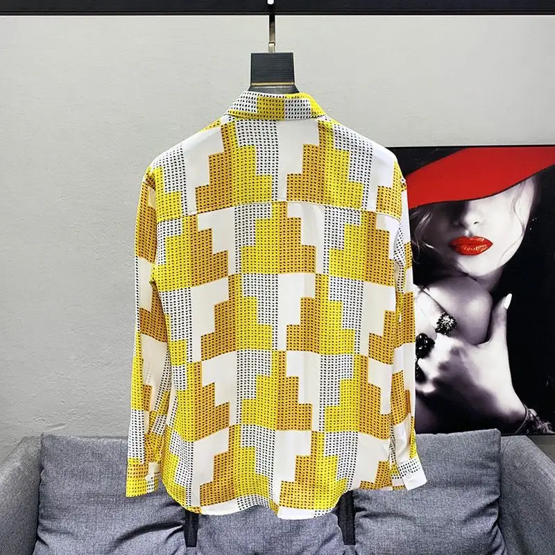 

Модная мужская рубашка в стиле хип-хоп, летняя и осенняя повседневная одежда, дизайн с контрастными вставками, длинный рукав, городской стиль, уличная одежда, топ