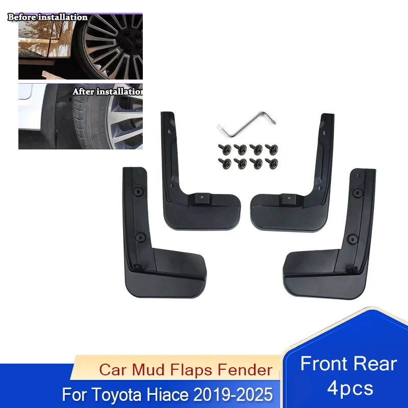 

Front Rear 4pcs Car Mud Flaps Fender For Toyota Hiace 2019-2025 Mudguards Splash Anti-splash Mudflaps Car Accessories