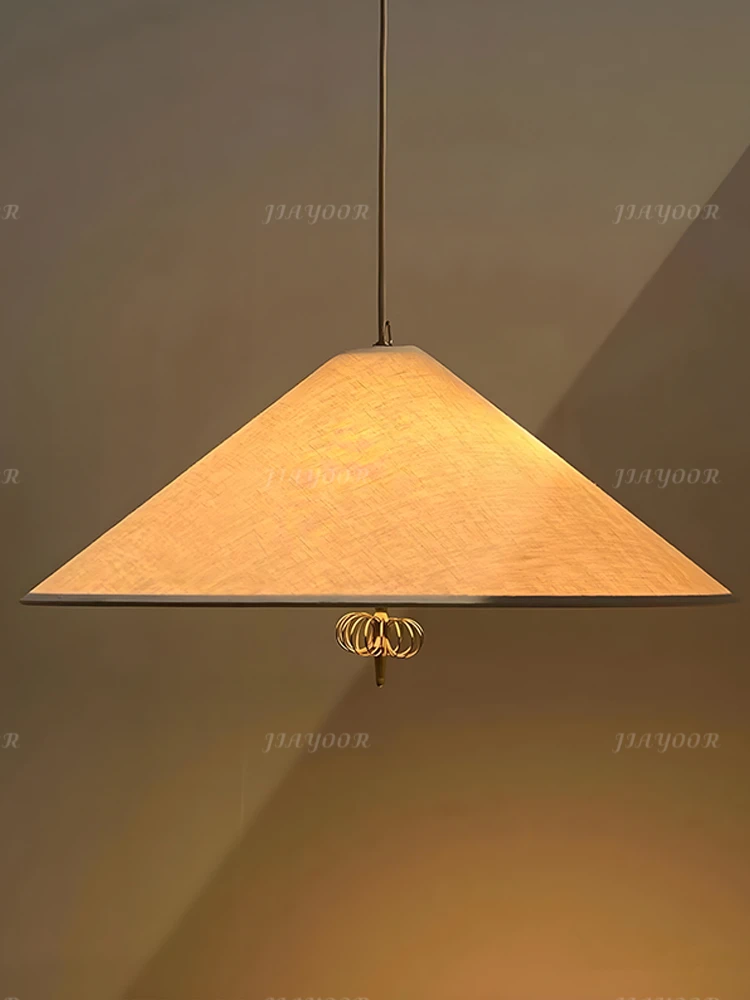 Luzes led modernas estilo japonês tecido pingente luzes decoração para casa corredores salas de estar salas de jantar chapéu de bambu luzes